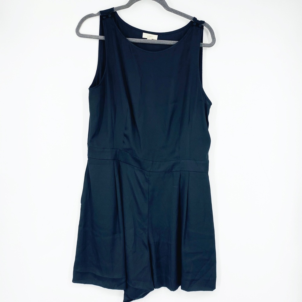 Loft  Black sleeveless pocket shorts Romper 14